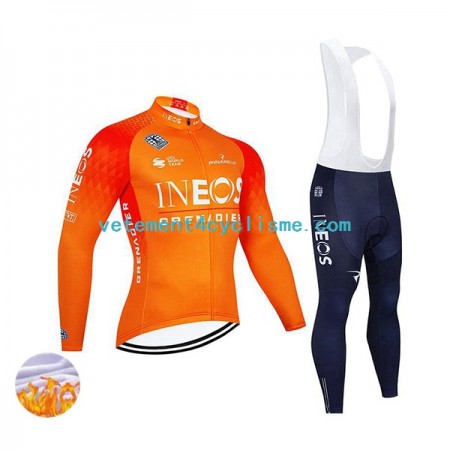 Homme Tenue Cycliste Manches Longues et Collant à Bretelles Hiver Thermal Fleece 2022 Ineos Grenadiers N002